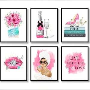 Luxury fashion six piece 8 1/2"x11" Framed Wall Art